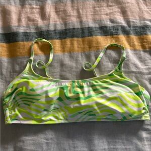 Xhilaration Lime Green and White Patterned Bikini Top